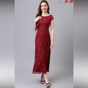 Women Red shiny maxi dress